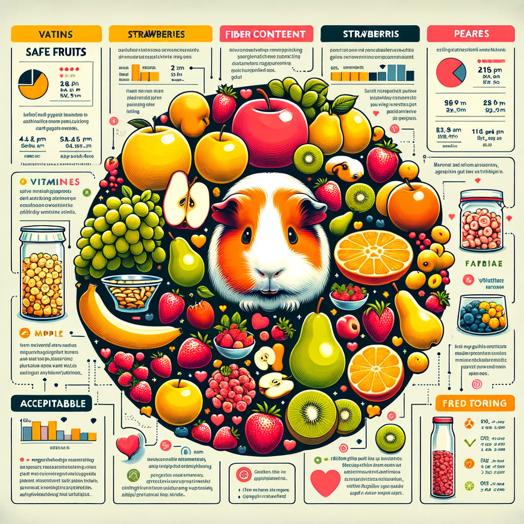 Infographic showcasing best fruits for a healthy guinea pig diet, emphasizing safe fruits for guinea pigs and feeding tips to meet guinea pig dietary needs for optimal nutrition.