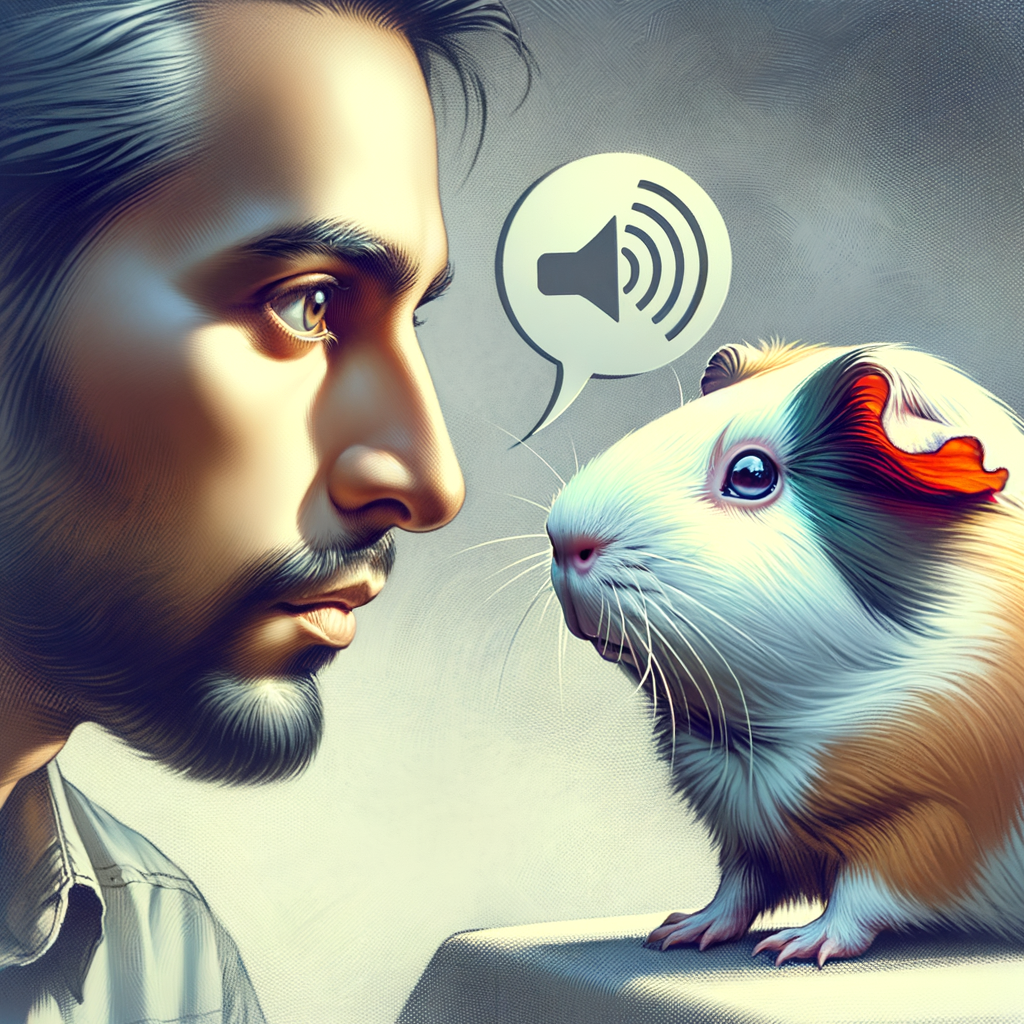 Guinea pig attentively listening to human speech, illustrating potential for understanding and communication between humans and guinea pigs, highlighting the concept of guinea pigs possibly understanding human speech.