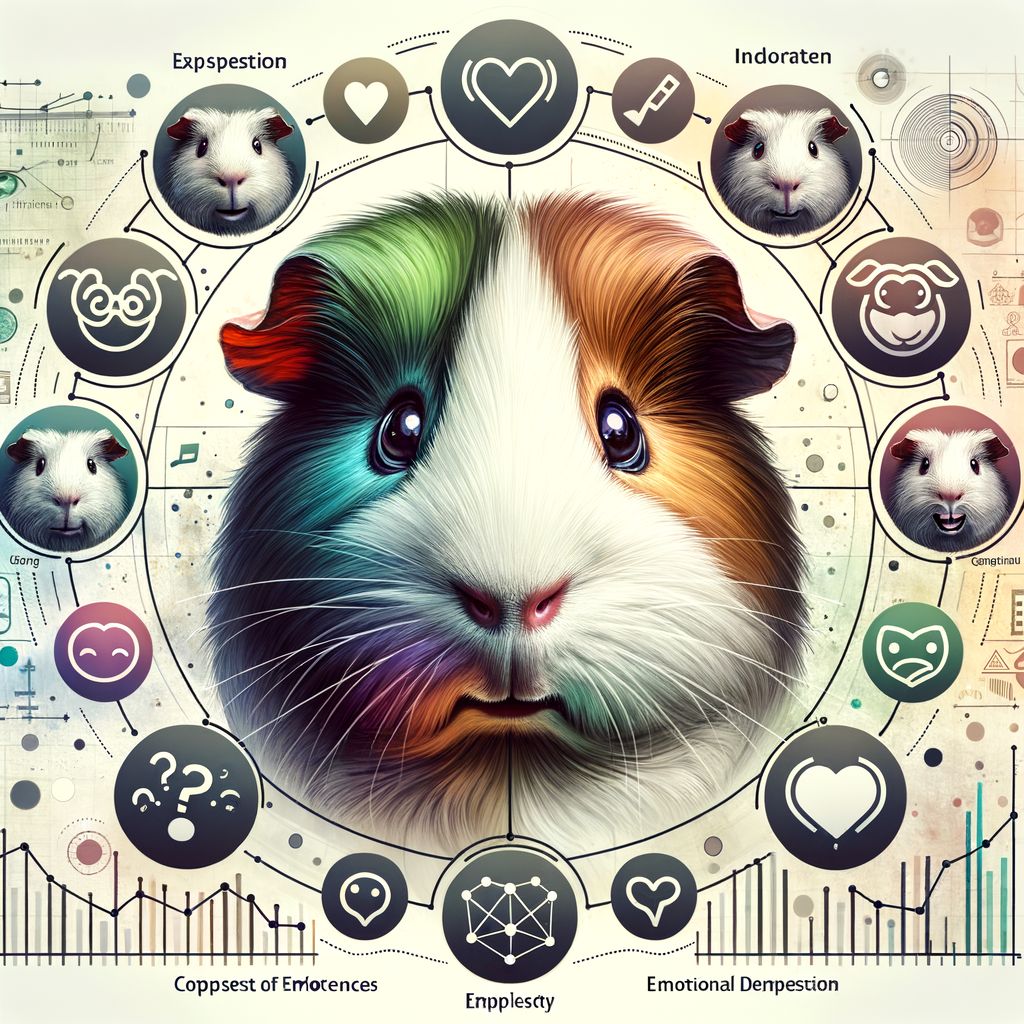 Professional illustration demonstrating Guinea Pig Emotional Intelligence and Understanding Guinea Pig Emotions, with scientific diagrams of Emotional Detection in Guinea Pigs, showcasing Guinea Pig Behavior and Emotional Response.