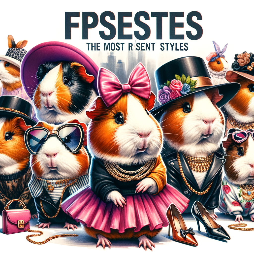 Guinea Pig Fashion Trends with Stylish Guinea Pig Accessories, Fashionable Guinea Pigs in Trendy Outfits, Highlighting Guinea Pig Style and Clothing.