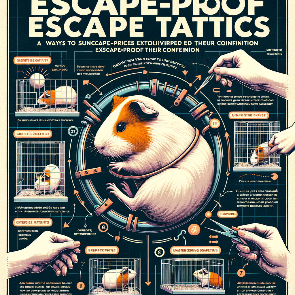 Infographic showing guinea pig Houdini acts and escape tactics, with tips on guinea pig escape prevention, understanding escape behavior, and solutions for preventing guinea pig escapes.