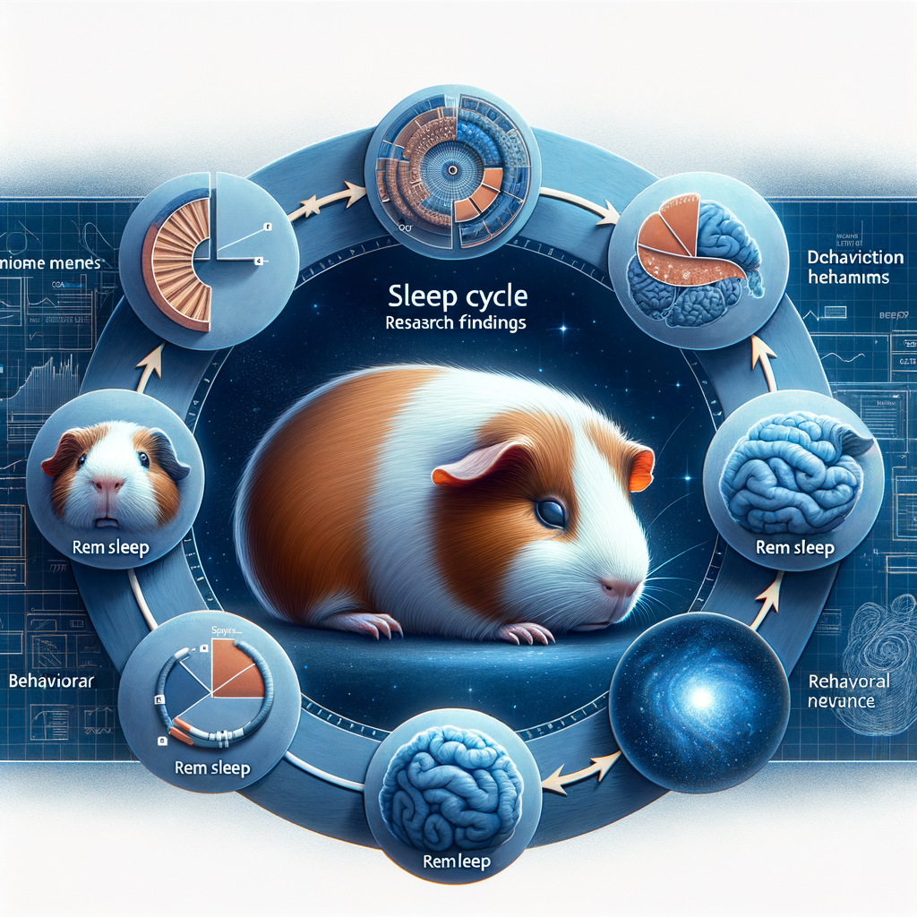 Scientific illustration of a guinea pig's sleep cycle, including REM sleep and dreaming, highlighting the sleep patterns, behavior, and research of cavies' sleep habits for a better understanding of guinea pig dreams.