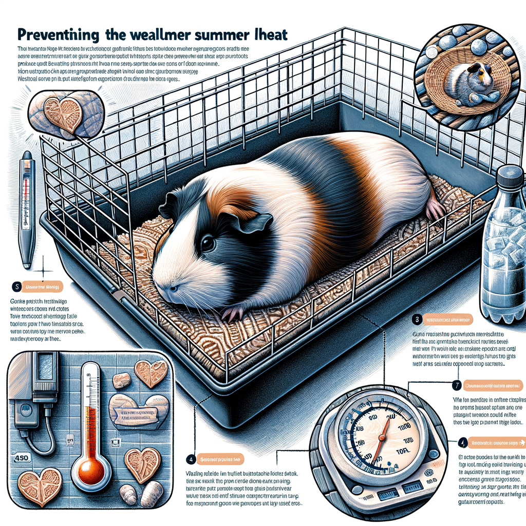 Guinea pig enjoying summer in a cool, well-ventilated cage with ceramic tile and water bottle, demonstrating key tips for preventing heat stroke and maintaining optimal health in hot weather for guinea pigs.