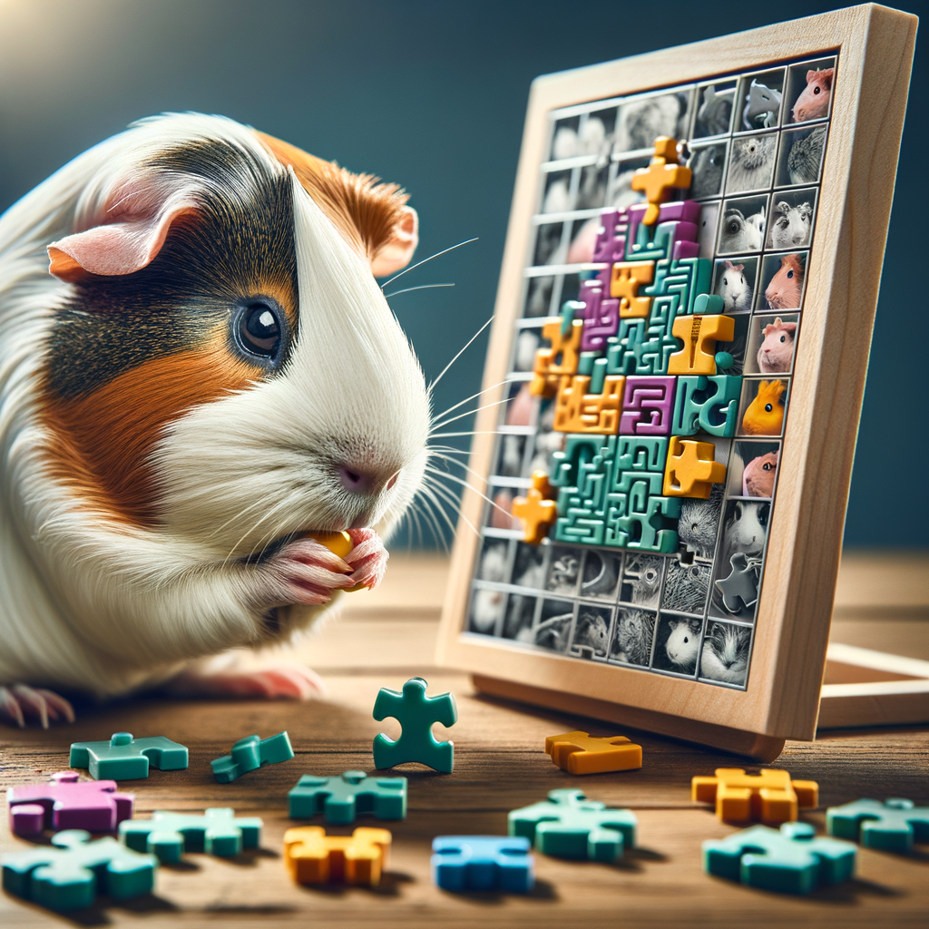 Guinea pig showcasing its cognitive abilities and intelligence by solving a puzzle, demonstrating the potential of training Guinea pigs in problem-solving and highlighting their brain power.