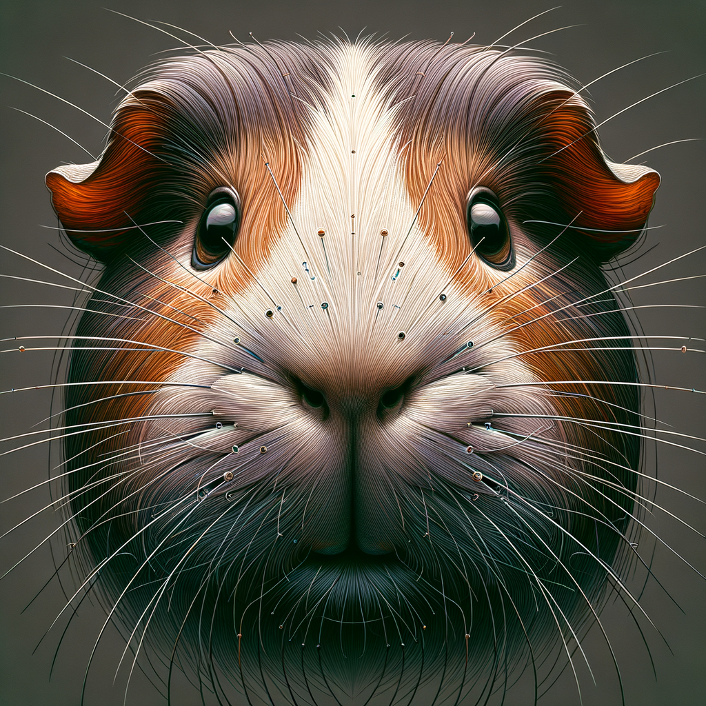 Close-up view of a guinea pig's whiskers, demonstrating the role and importance of facial hair in their daily life, providing understanding of guinea pig whiskers function and significance.