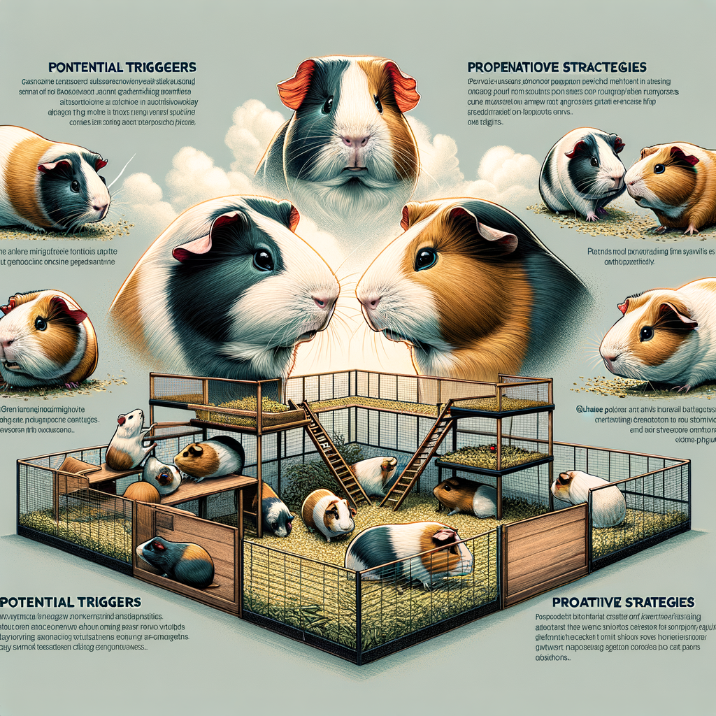 Infographic illustrating Guinea Pig Behavior, highlighting Guinea Pig Aggression, Dominance, Conflict, Social Dynamics, Interaction, and strategies for Understanding and Preventing Guinea Pig Fights.