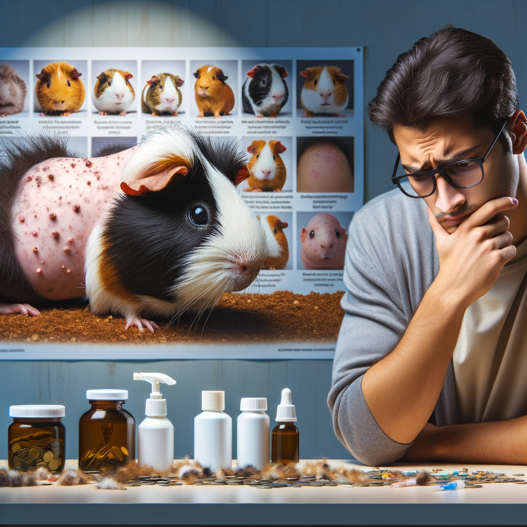 Pet owner examining guinea pig hair loss, highlighting causes of bald spots in guinea pigs, common guinea pig health issues, and treatments for guinea pig baldness.